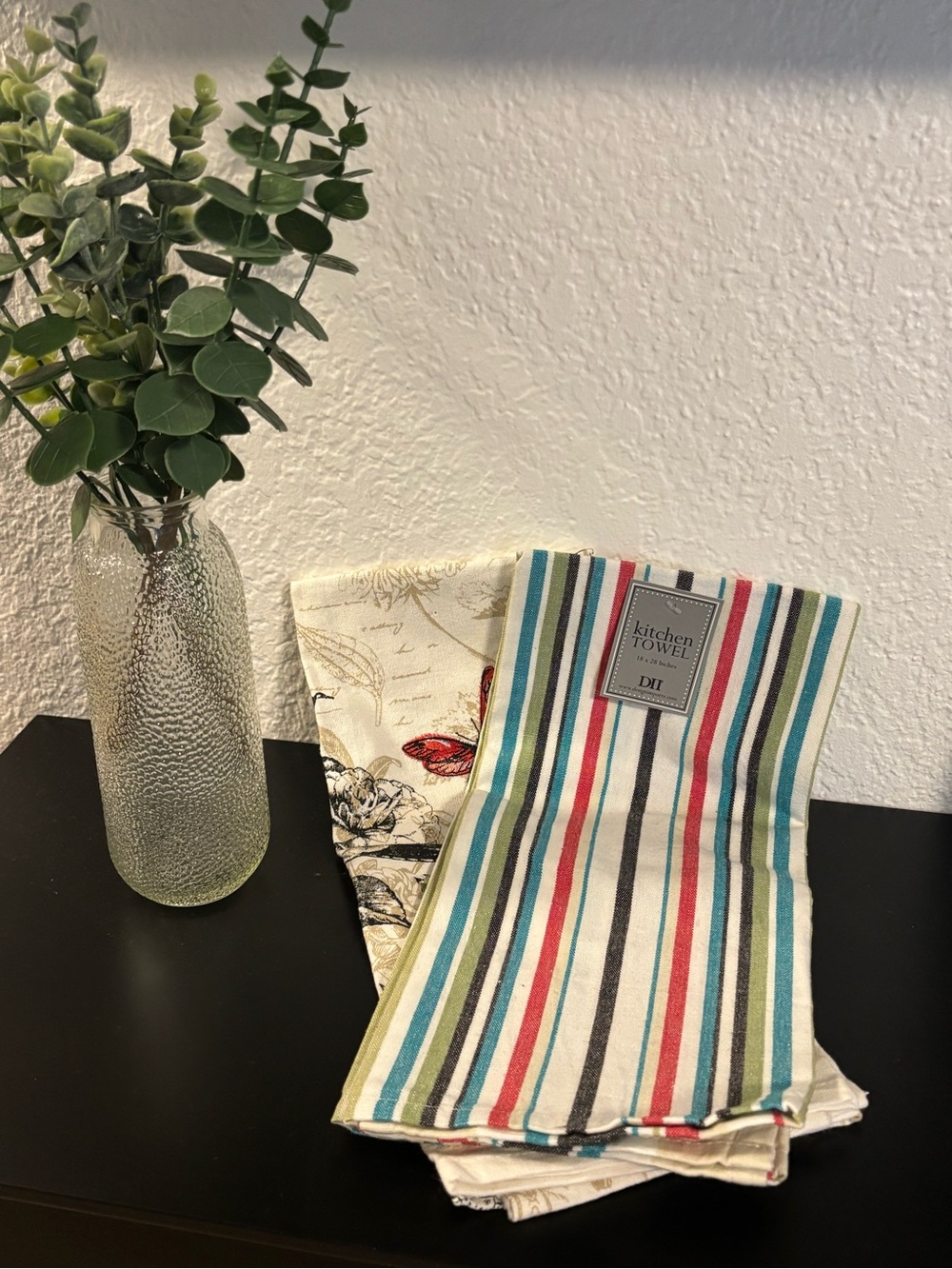 Multicolor Striped & Embroidered Cotton Kitchen Towel Set